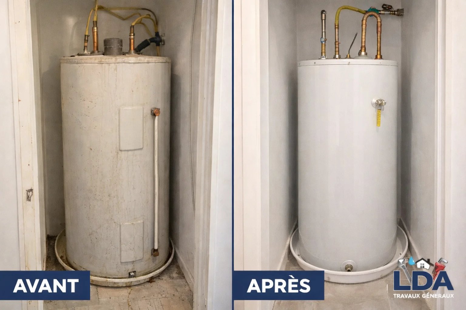 Remplacement chauffe-eau avant/après